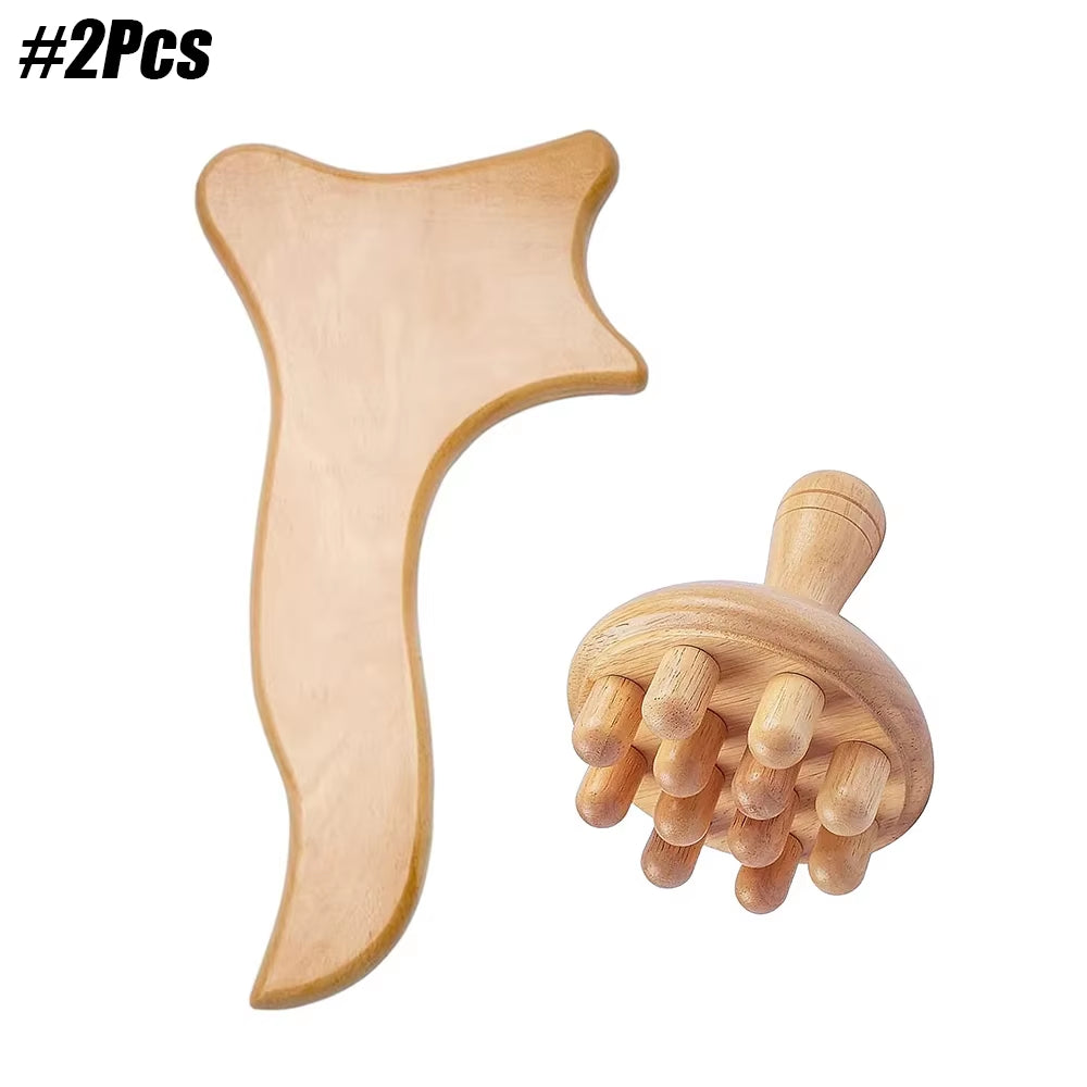 Wood Therapy Massage Roller and Cup Set for Lymphatic Drainage and Muscle Relaxation