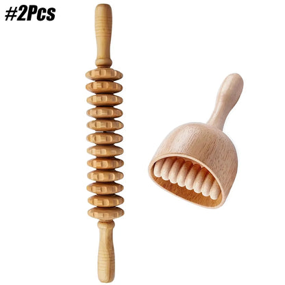 Wood Therapy Massage Roller and Cup Set for Lymphatic Drainage and Muscle Relaxation