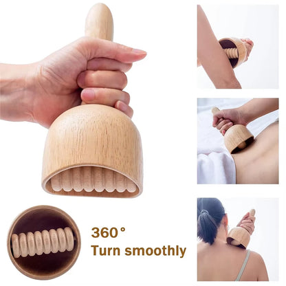 Wood Therapy Massage Roller and Cup Set for Lymphatic Drainage and Muscle Relaxation